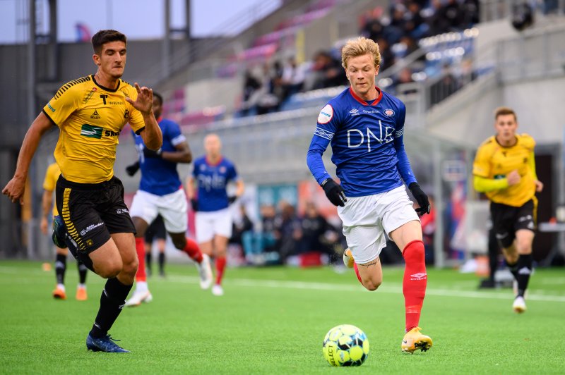 Odin Thiago Holm har virkelig funnet scoringsformen. Unggutten står nå med tre mål på to kamper i PostNord-cup 2020. Her fra en tidligere kamp mot Moss FK (Foto: Morten Mitchell Larød / SPORTFOTO)