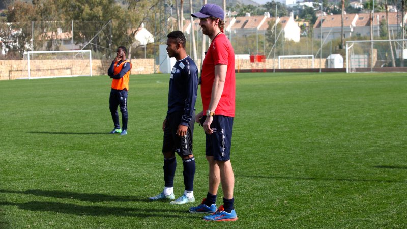 Morten Tandberg og Chiddi Ejike under søndagens trening på Marbella (Foto: VIF Media)